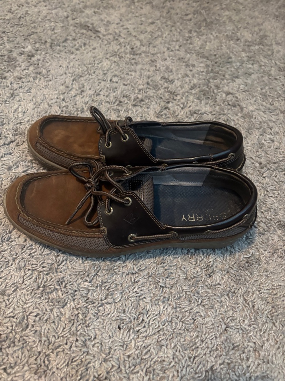 Sperry Men’s Brown and Dark Brown Boat Shoes Size 11 - Picture 3 of 7
